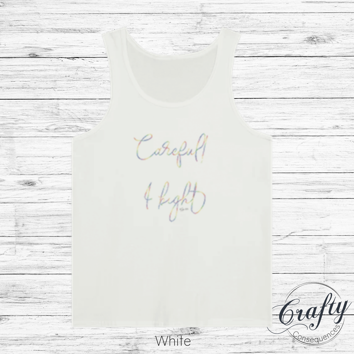 Careful, I Bight β Rainbow Premium Unisex Tank Top