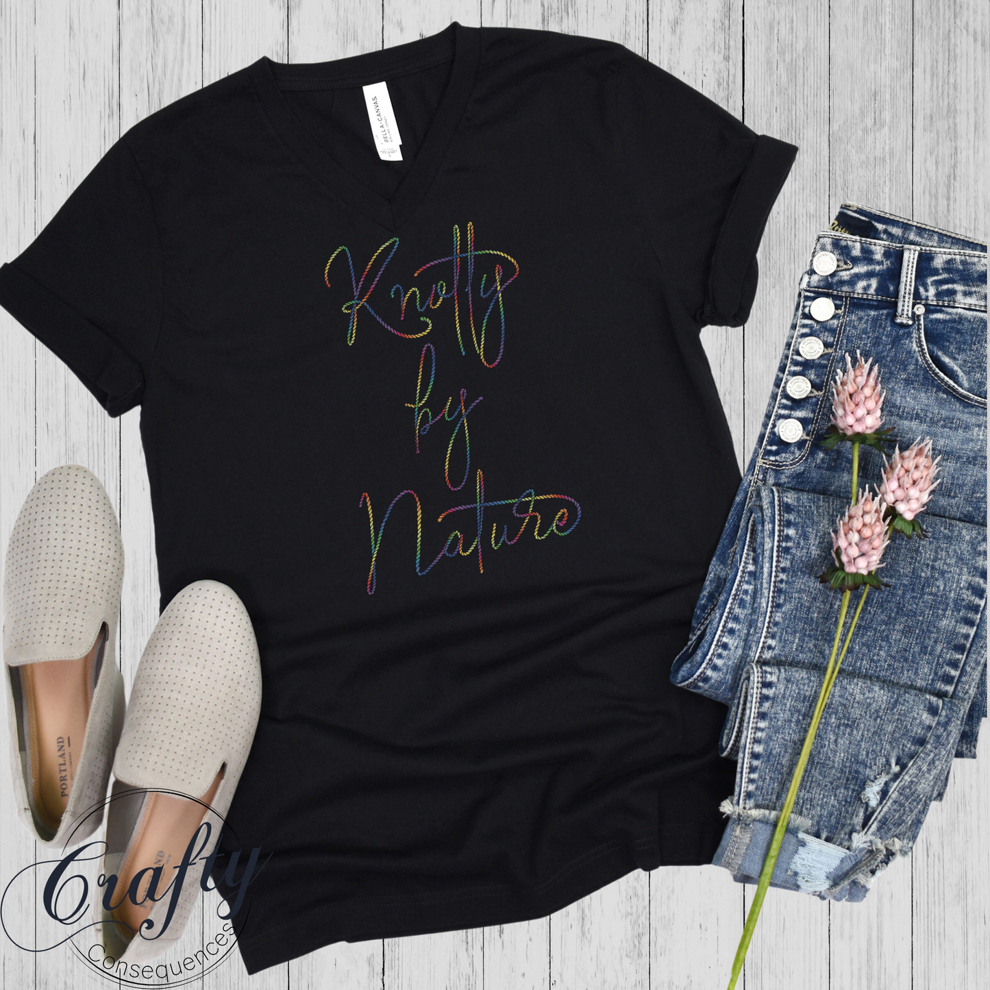 Knotty by Nature β Rainbow Premium Unisex V-Neck T-Shirt