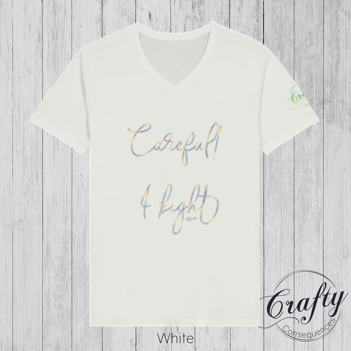 Careful, I Bight – Rainbow Premium Unisex V-Neck T-Shirt