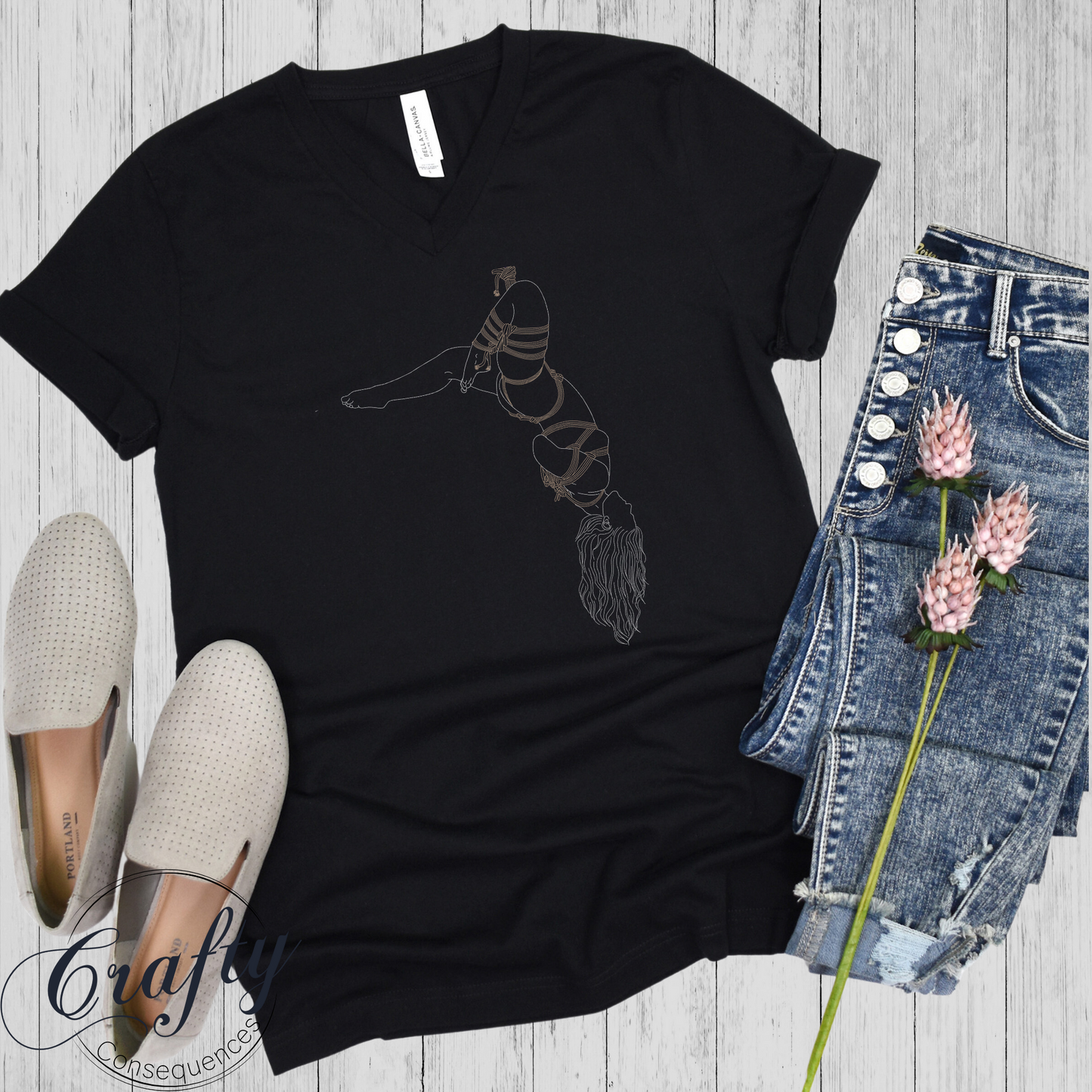 Futomomo Shibari Drawing – Premium Unisex Crewneck T-Shirt