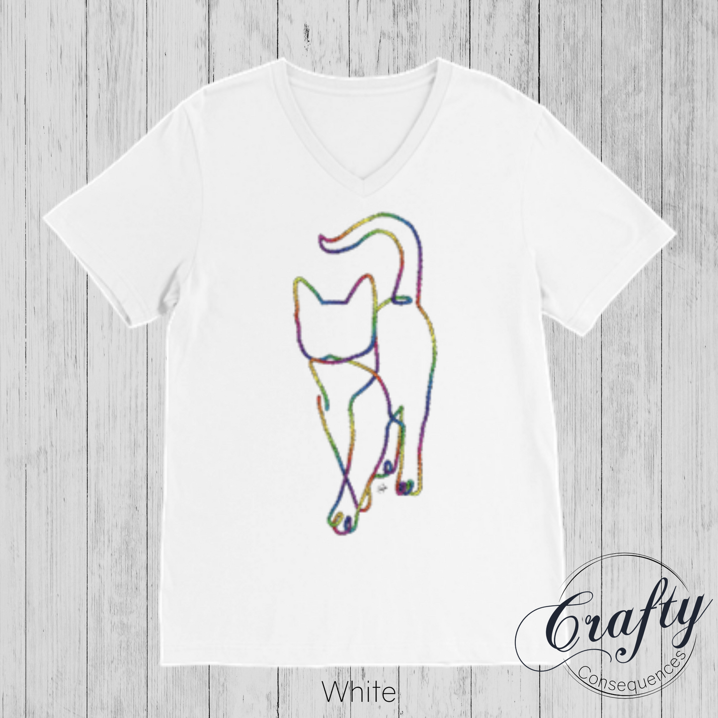 Rainbow Subtle Rope Kitten V2 β Premium Unisex V-Neck T-Shirt