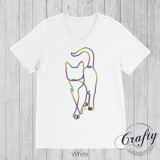 Rainbow Subtle Rope Kitten V2 – Premium Unisex V-Neck T-Shirt