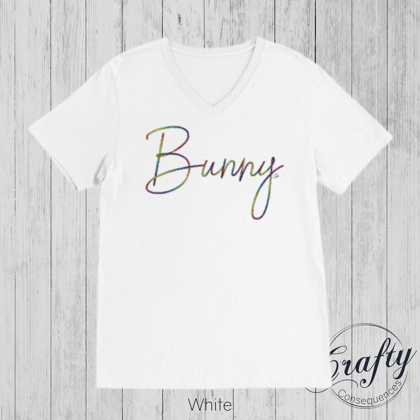 Rainbow Bunny Rope Premium Unisex V-Neck T-shirt