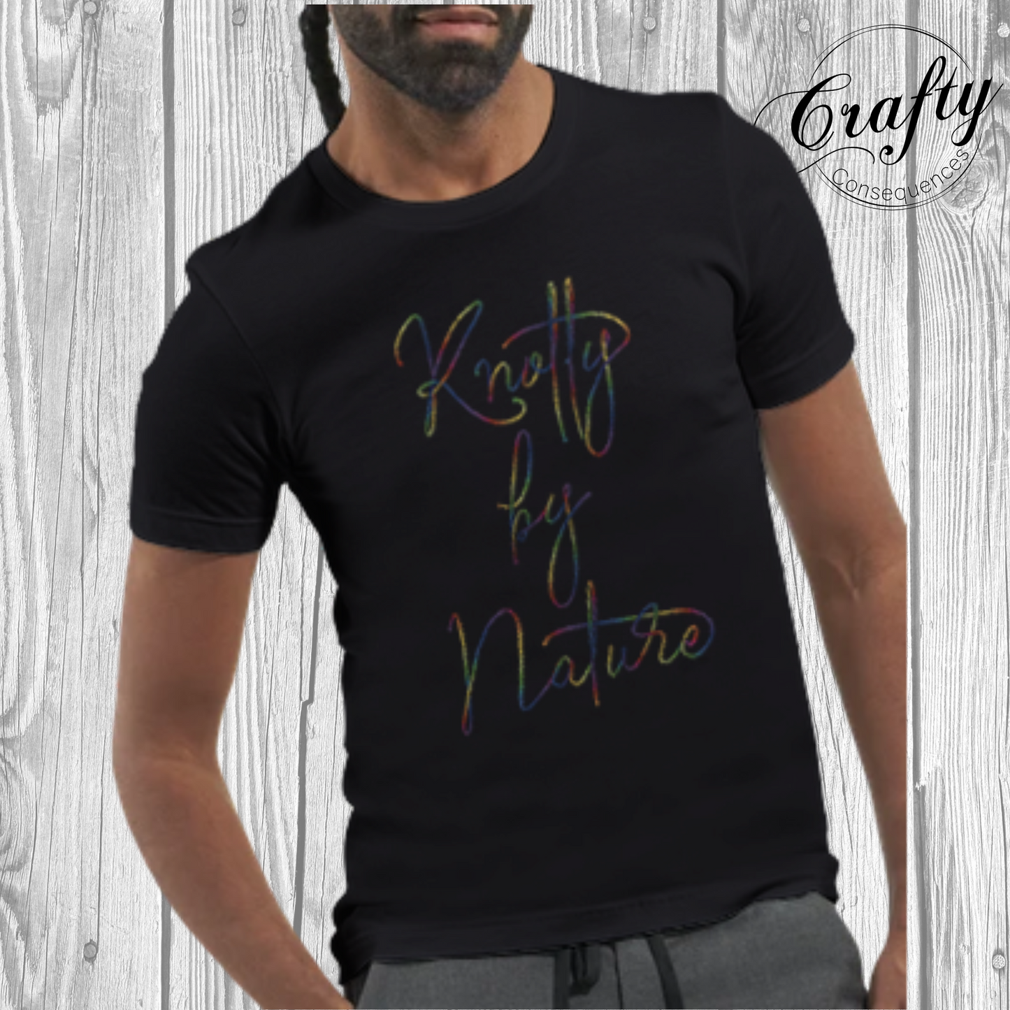 Knotty by Nature – Rainbow Premium Unisex Crewneck T-Shirt