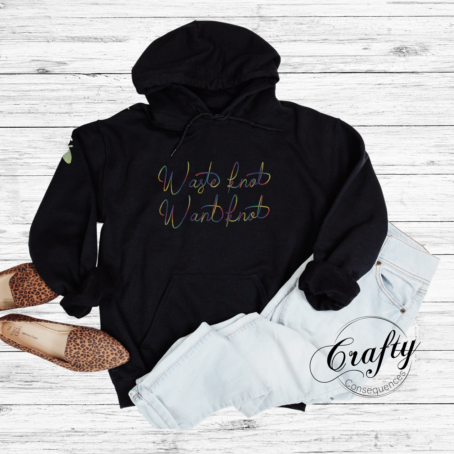 Waste Knot, Want Knot โ Rainbow Classic Unisex Pullover Hoodie