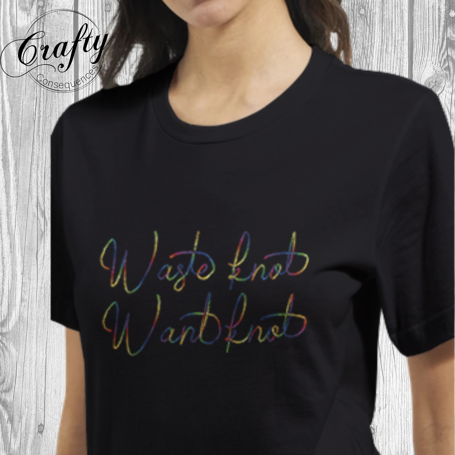 Waste Knot, Want Knot – Rainbow Premium Unisex Crewneck T-Shirt