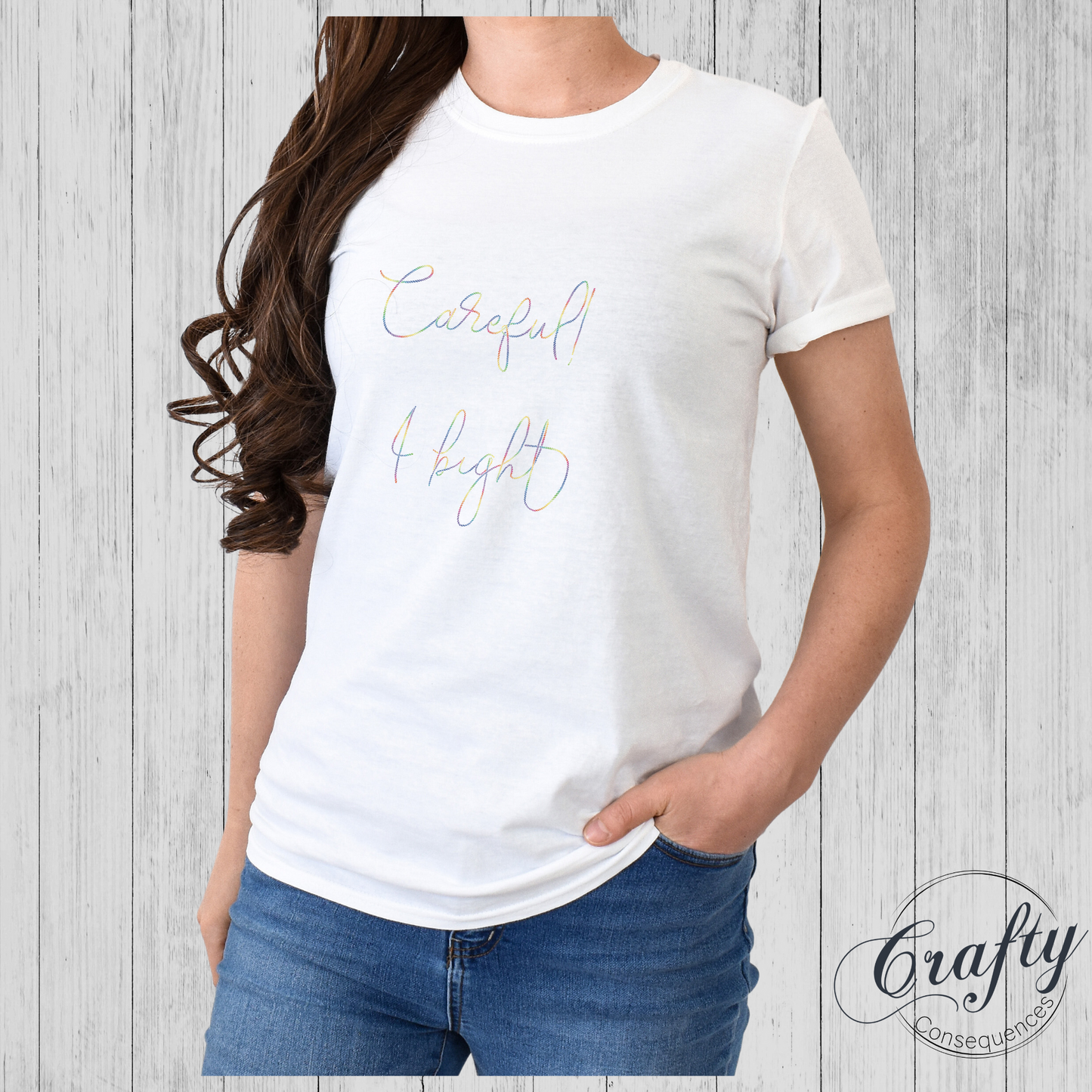 Careful, I Bight – Rainbow Classic Women's Crewneck T-Shirt