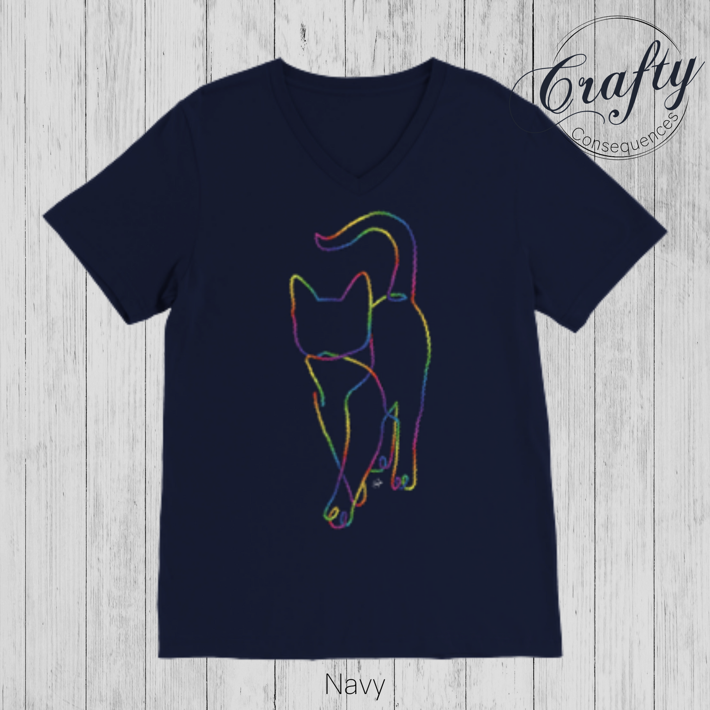 Rainbow Subtle Rope Kitten V2 β Premium Unisex V-Neck T-Shirt