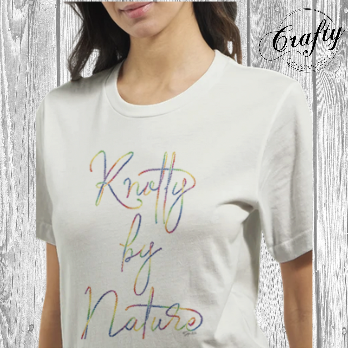 Knotty by Nature – Rainbow Premium Unisex Crewneck T-Shirt