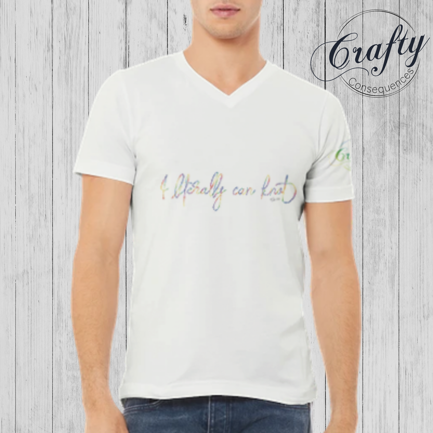 I Literally Can Knot – Rainbow Premium Unisex V-Neck T-Shirt