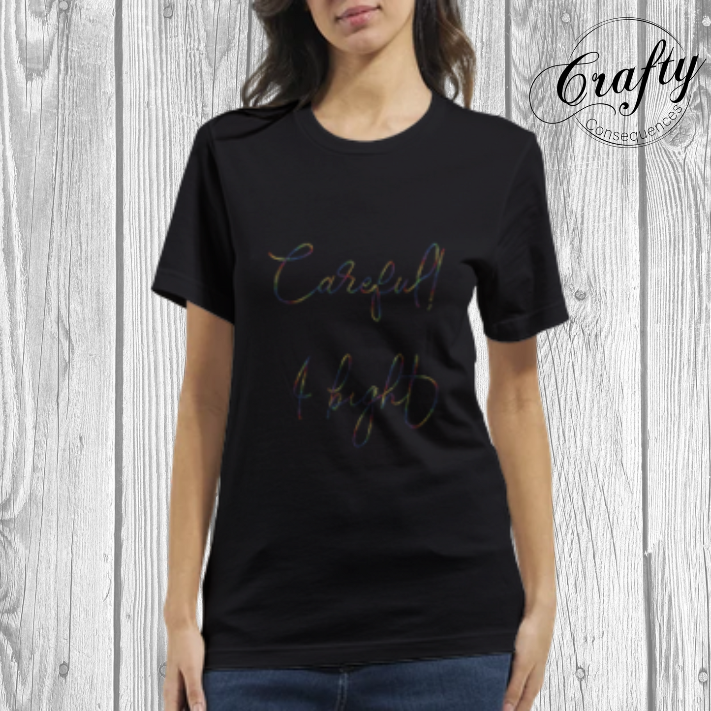 Careful, I Bight β Rainbow Premium Unisex Crewneck T-Shirt