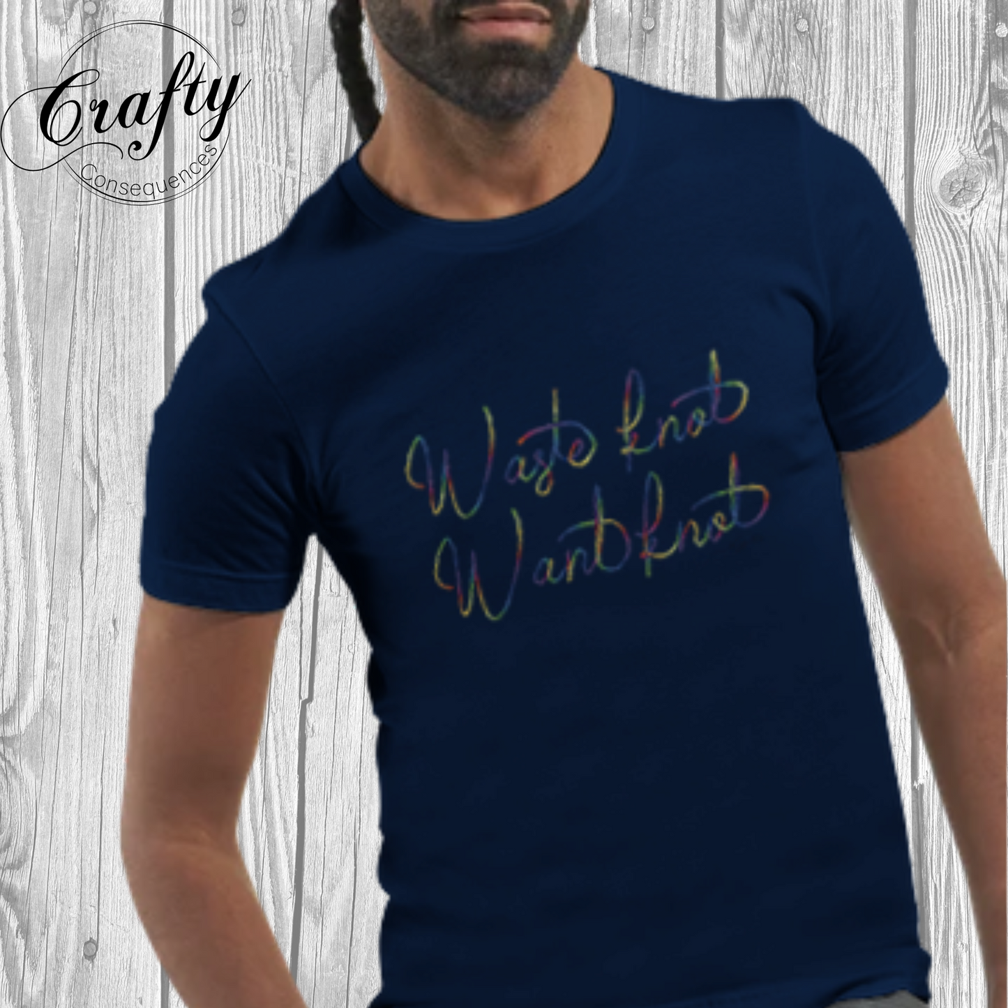Waste Knot, Want Knot – Rainbow Premium Unisex Crewneck T-Shirt