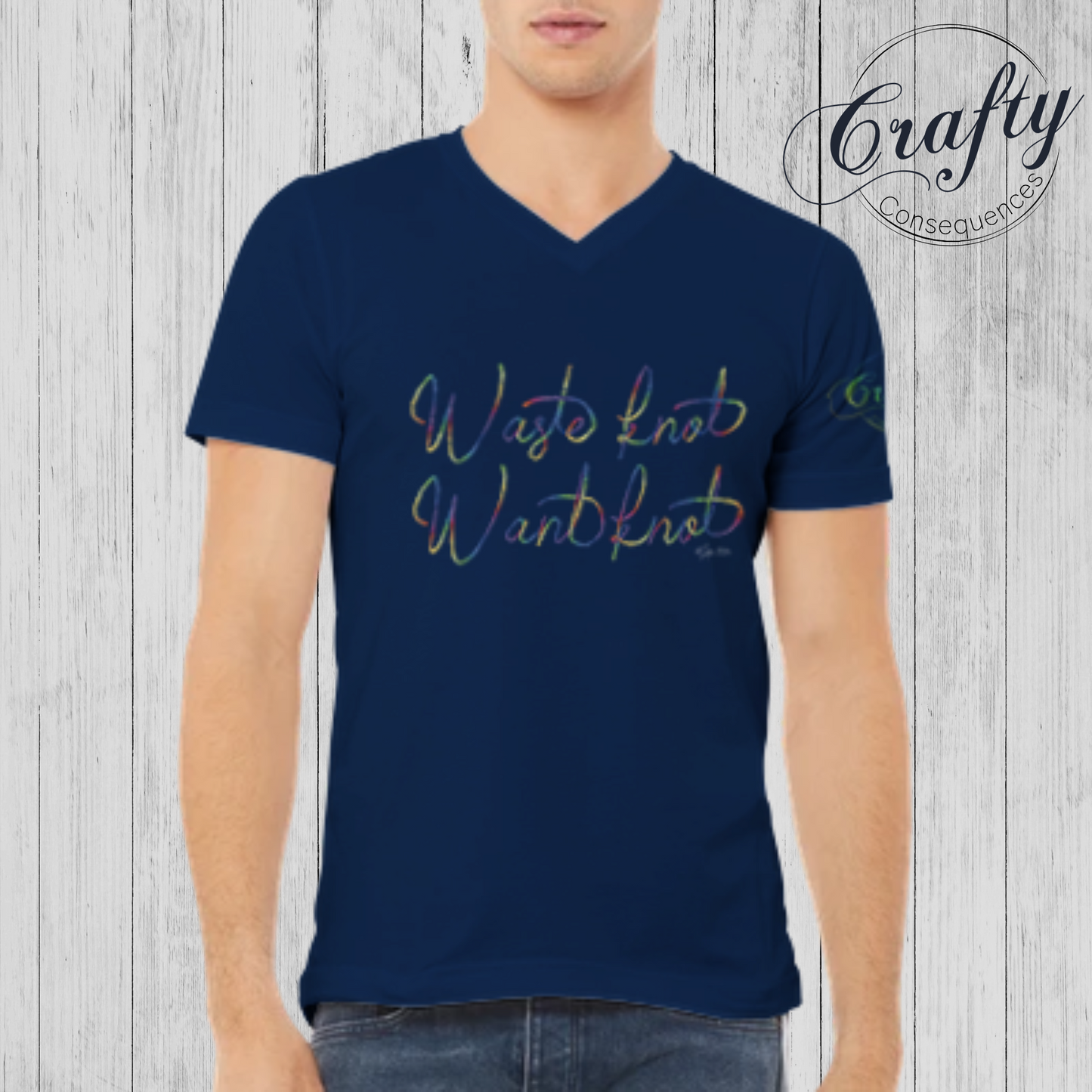 Waste Knot, Want Knot β Rainbow Premium Unisex V-Neck T-Shirt