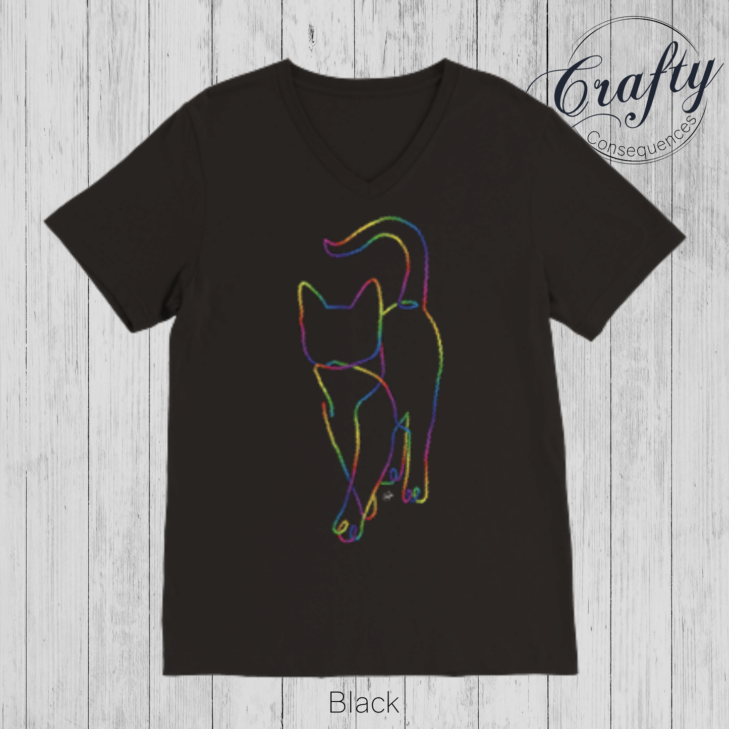 Rainbow Subtle Rope Kitten V2 β Premium Unisex V-Neck T-Shirt