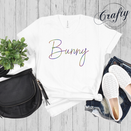 Rainbow Bunny Rope Premium Unisex V-Neck T-shirt
