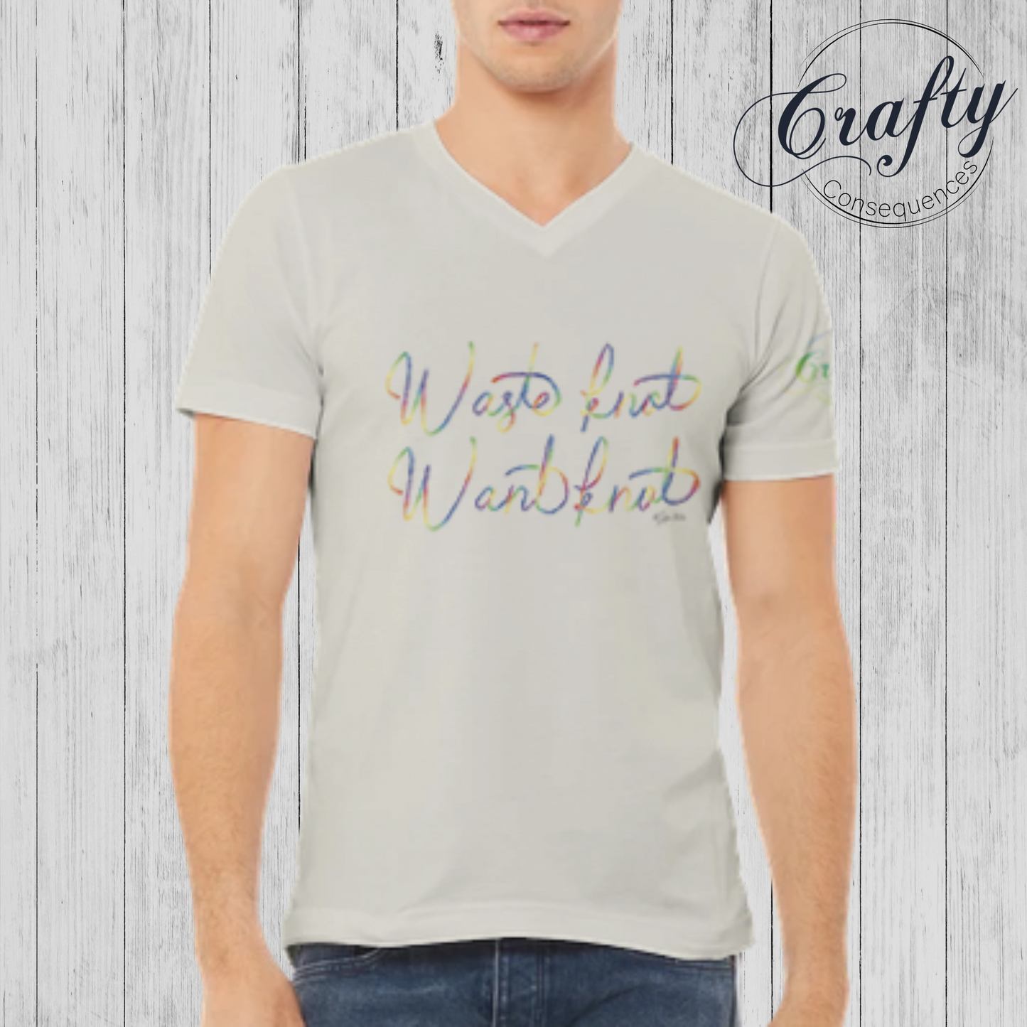 Waste Knot, Want Knot β Rainbow Premium Unisex V-Neck T-Shirt