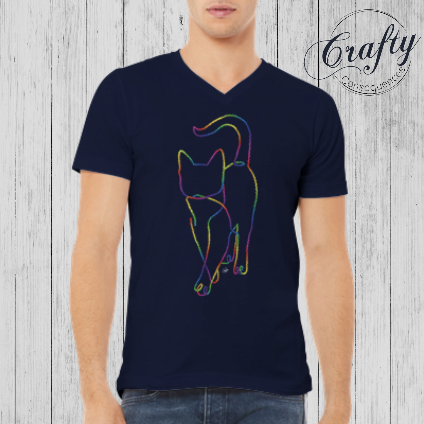 Rainbow Subtle Rope Kitten V2 β Premium Unisex V-Neck T-Shirt