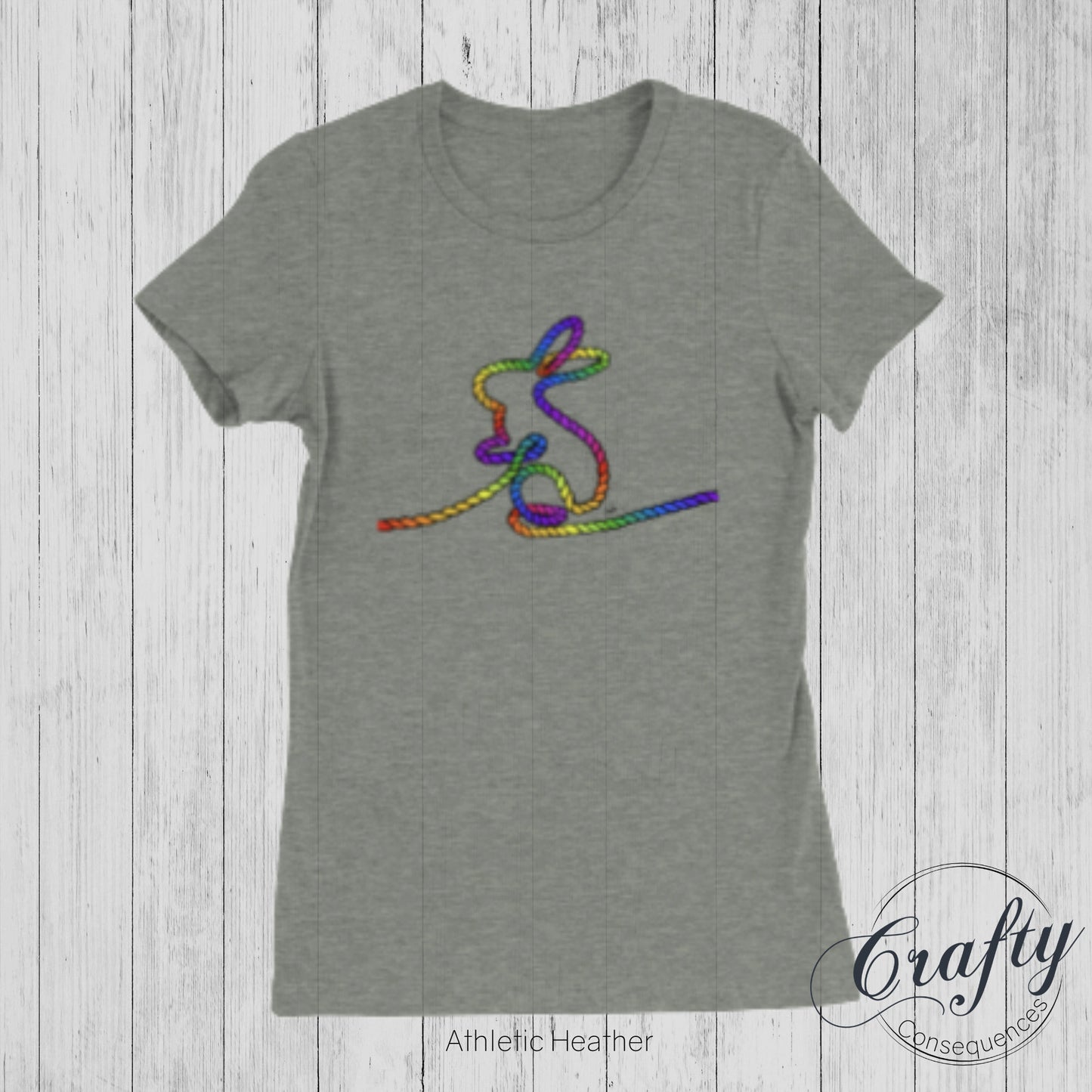 Rainbow Subtle Rope Bunny Premium Womens Crewneck T-shirt