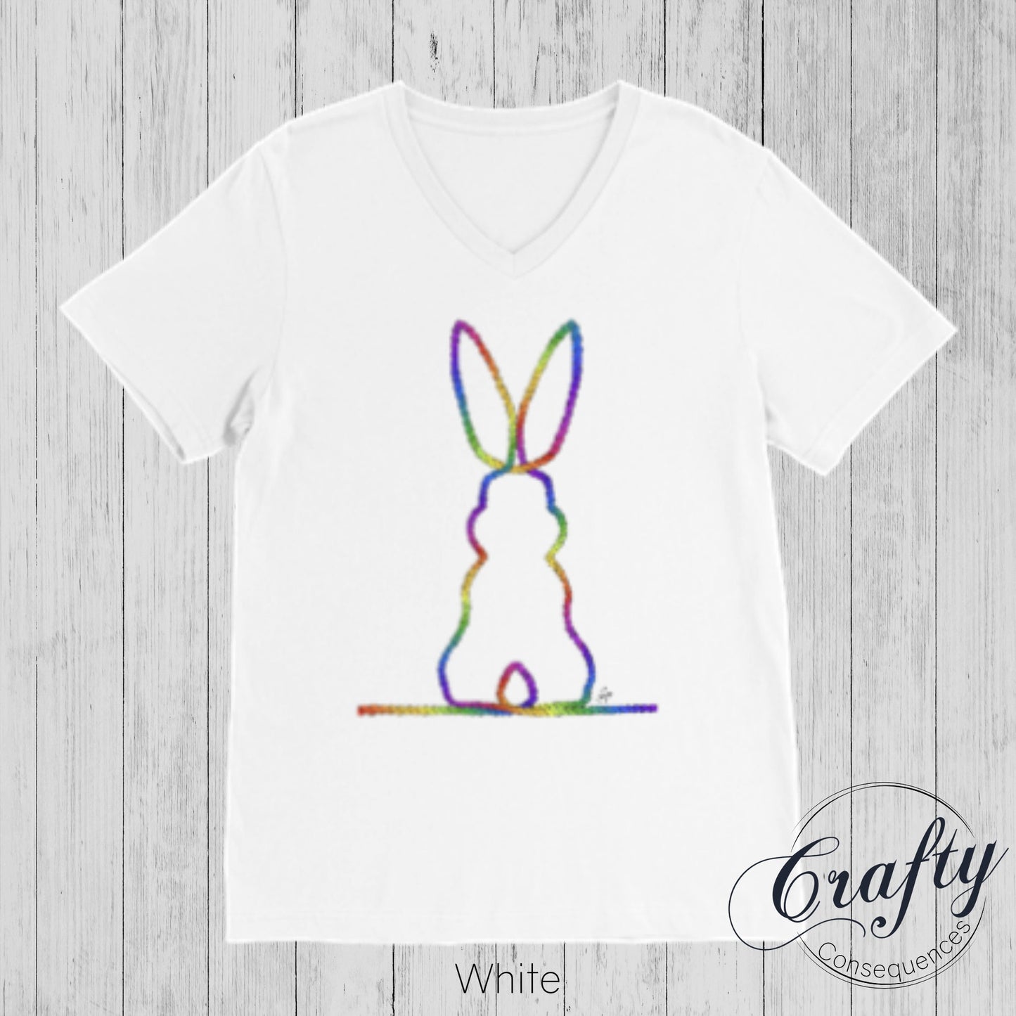 Rainbow Subtle Bunny v2 Premium Unisex V-Neck T-shirt