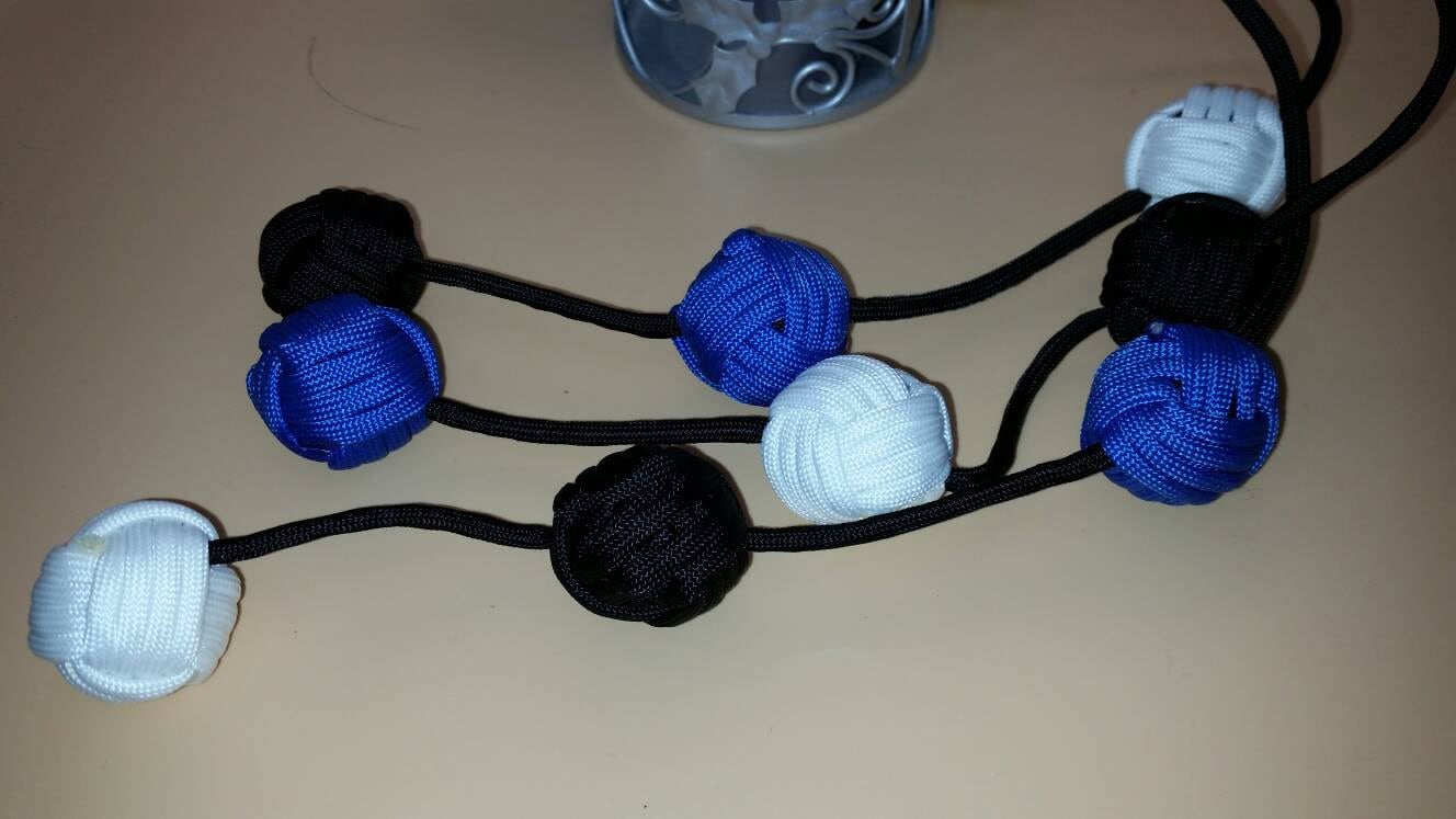 Triple Threat Monkey Fist Paracord Flogger BDSM