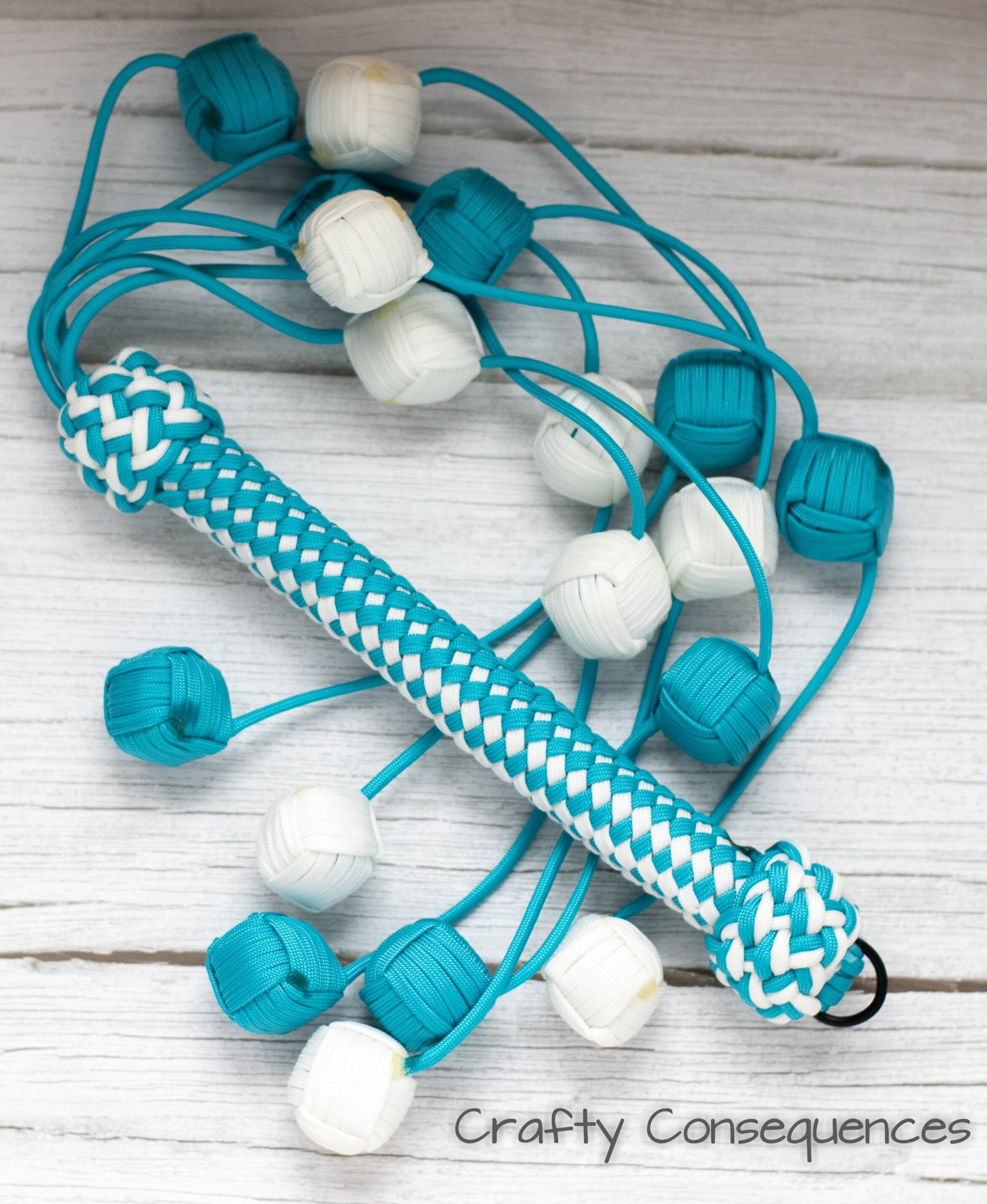 Triple Threat Monkey Fist Paracord Flogger BDSM