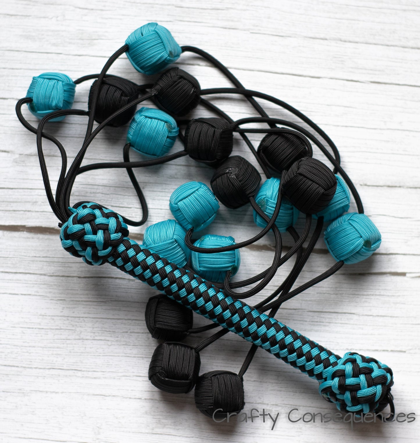 Triple Threat Monkey Fist Paracord Flogger BDSM