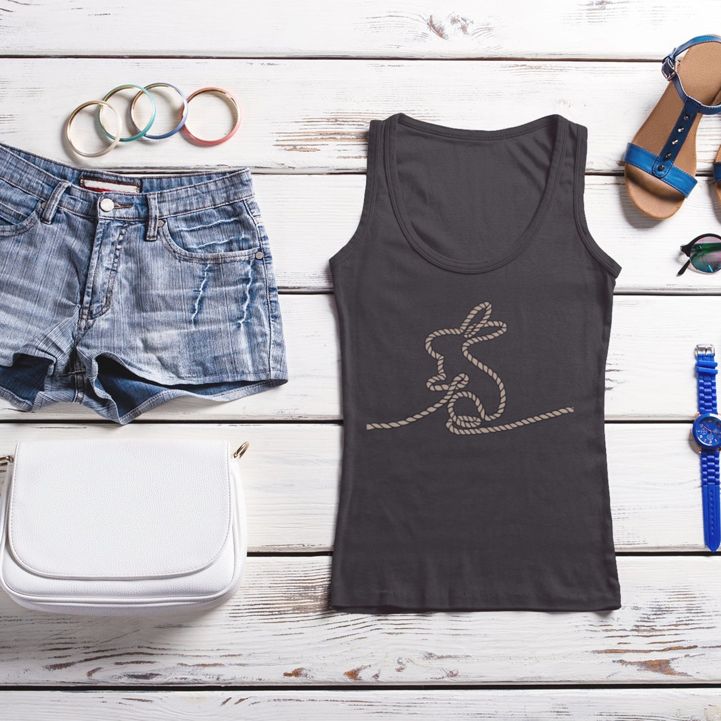 Jute Subtle Rope Bunny Premium Unisex Tank Top