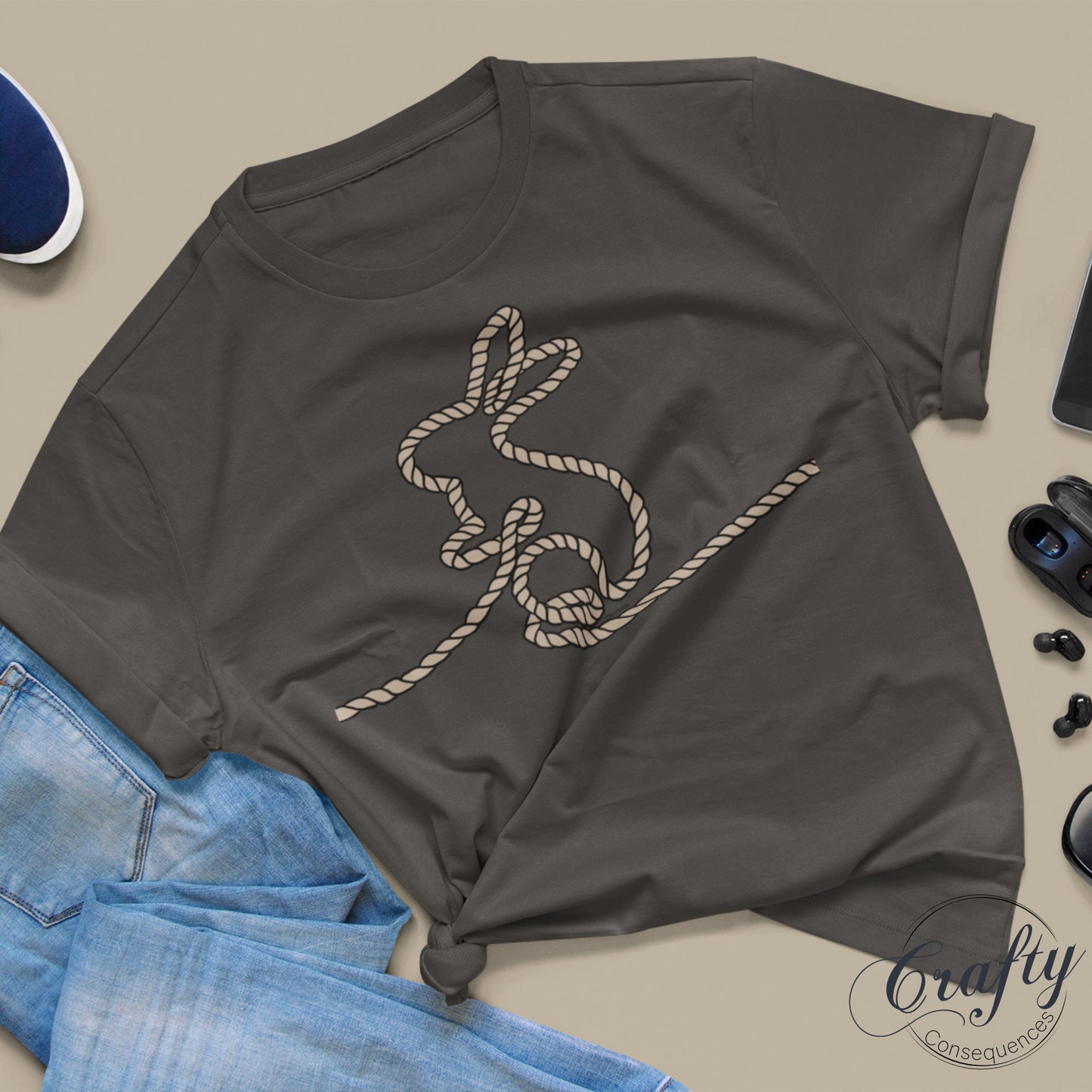 Jute Subtle Rope Bunny Premium Unisex Crewneck T-shirt