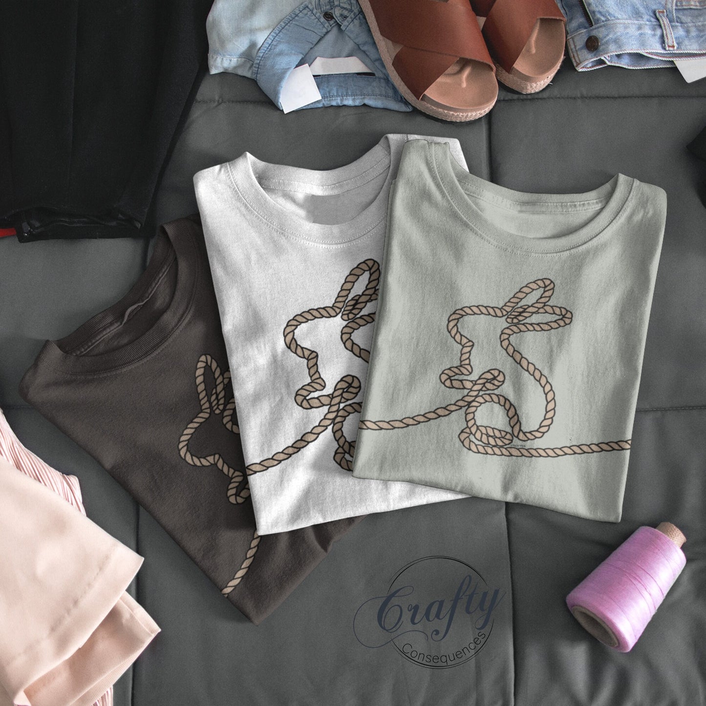 Jute Subtle Rope Bunny Premium Unisex Crewneck T-shirt