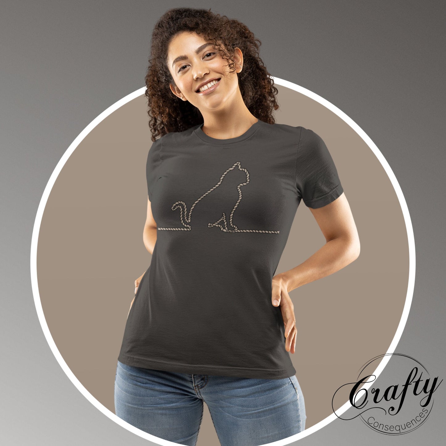 Jute Subtle Rope Kitten Premium Unisex Crewneck T-shirt