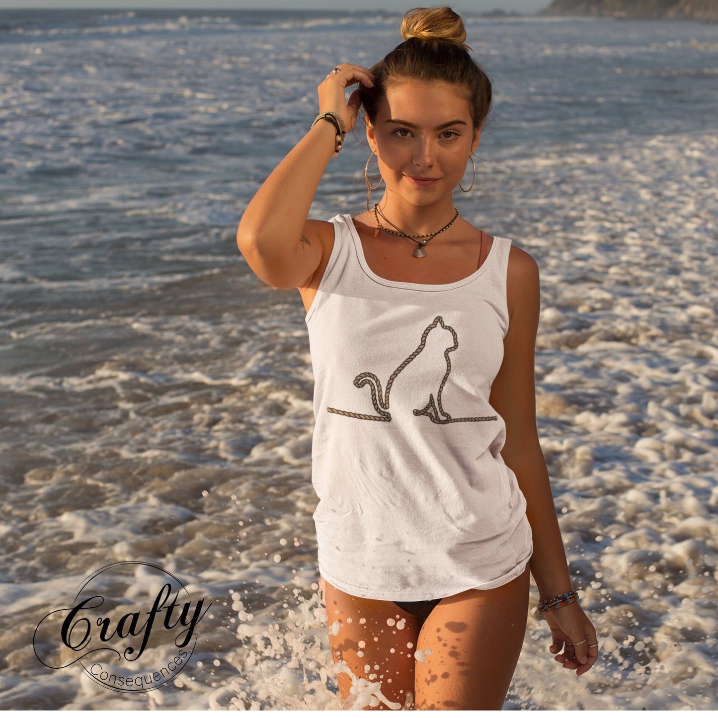 Jute Subtle Rope Kitten Premium Unisex Tank Top