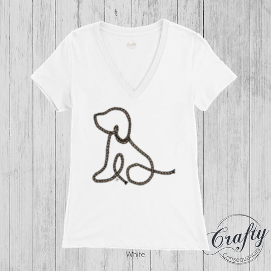 Subtle Rope Puppy Premium Womens V-Neck T-shirt