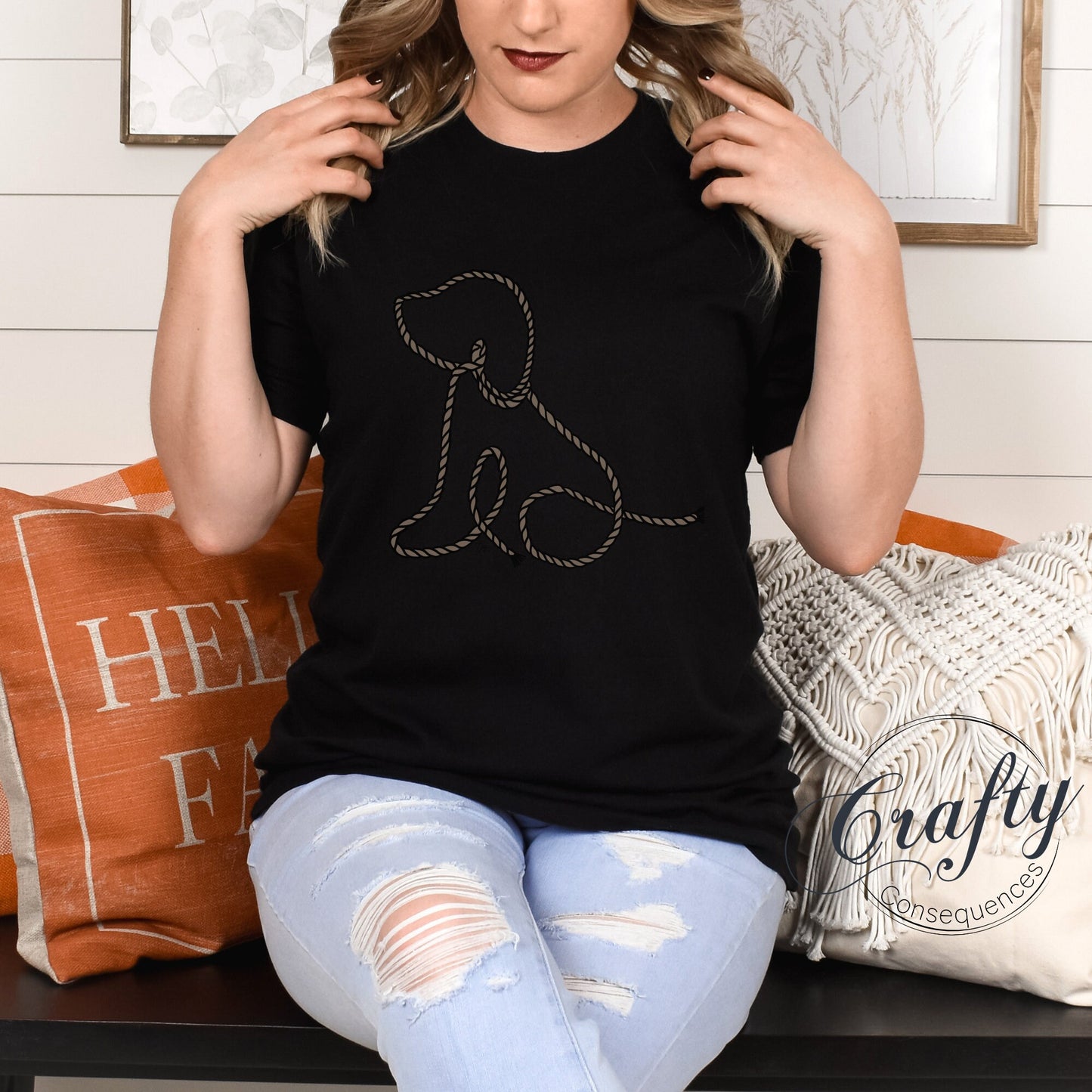 Subtle Rope Puppy Premium Unisex Crewneck T-shirt