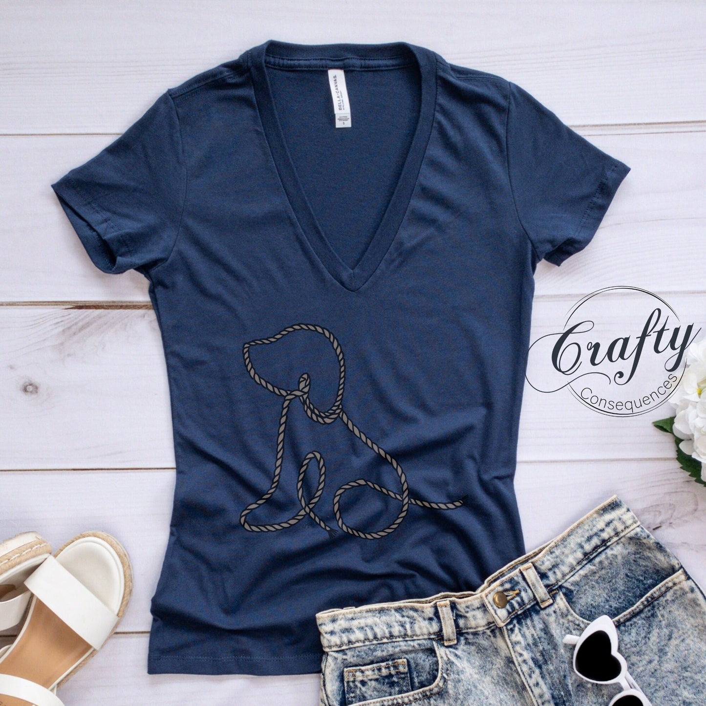 Subtle Rope Puppy Premium Womens V-Neck T-shirt