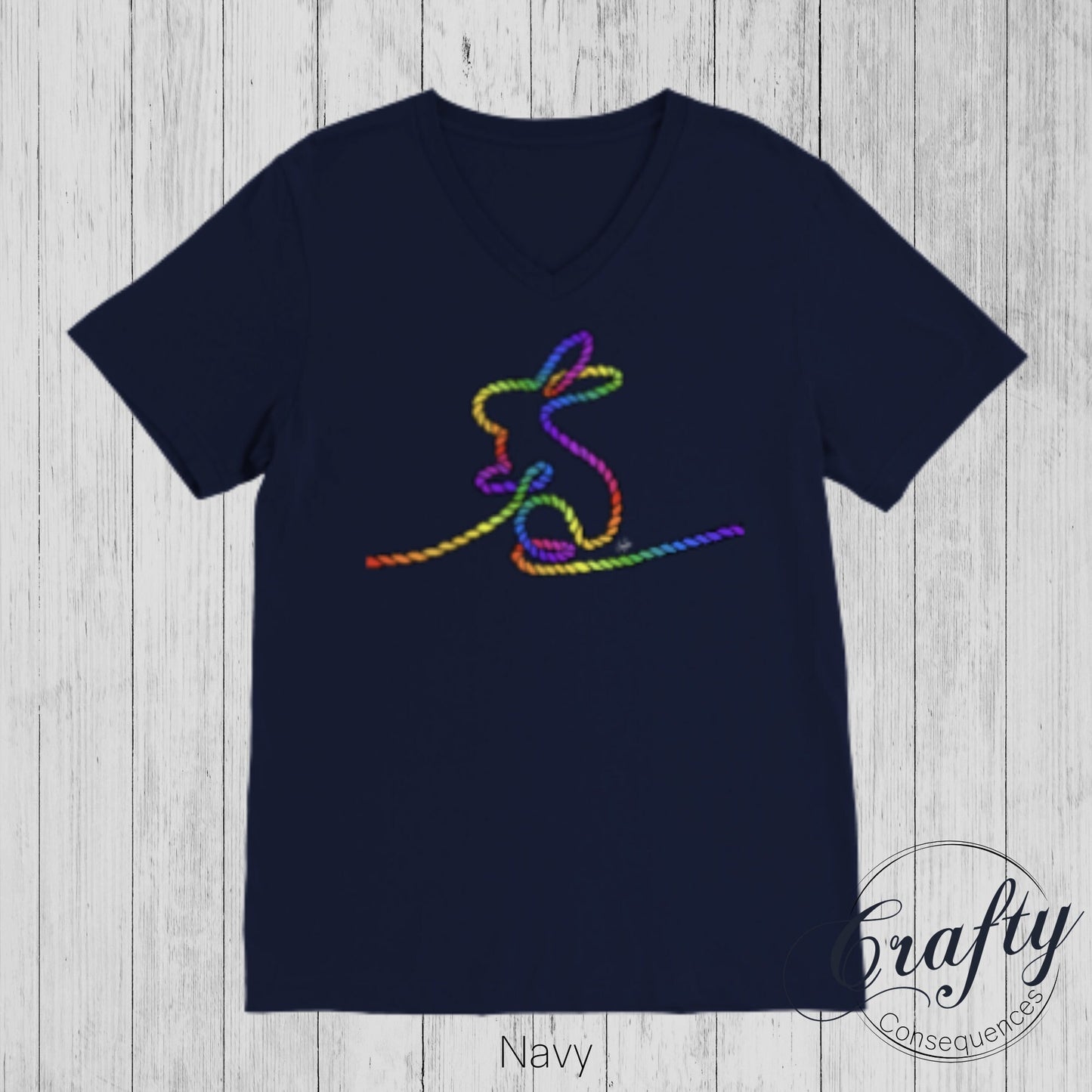 Rainbow Subtle Rope Bunny Premium Unisex V-Neck T-shirt