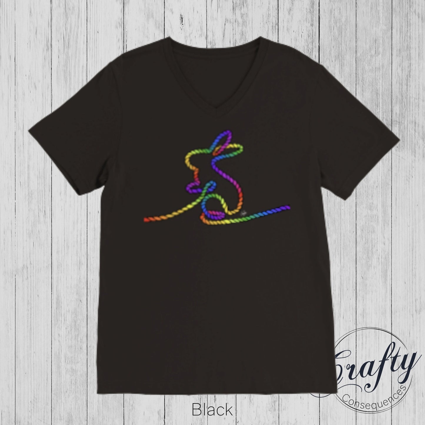 Rainbow Subtle Rope Bunny Premium Unisex V-Neck T-shirt