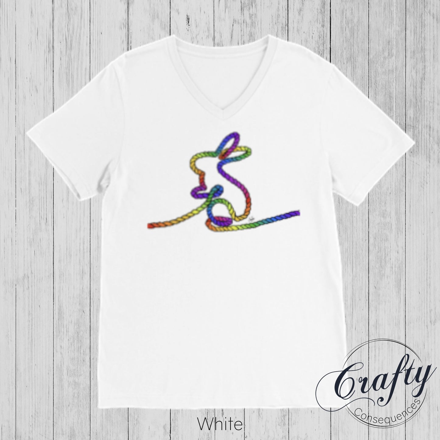 Rainbow Subtle Rope Bunny Premium Unisex V-Neck T-shirt