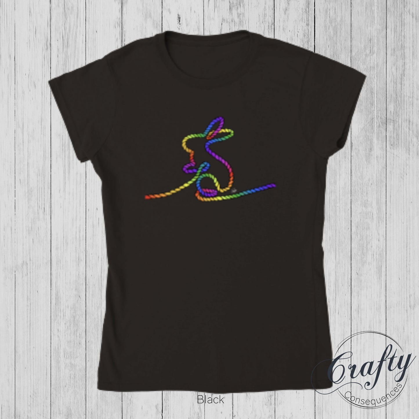 Rainbow Subtle Rope Bunny Classic Womens Crewneck T-shirt