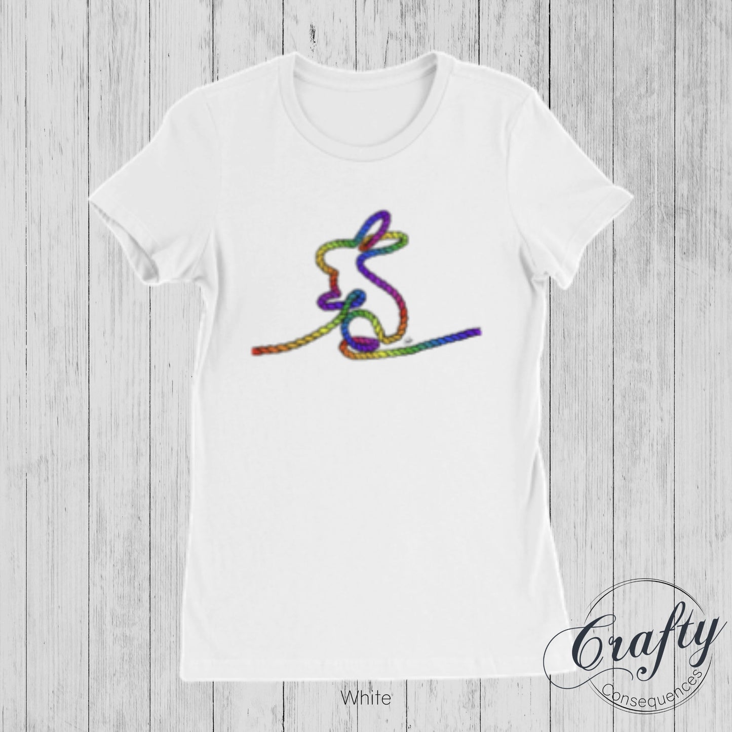 Rainbow Subtle Rope Bunny Premium Womens Crewneck T-shirt