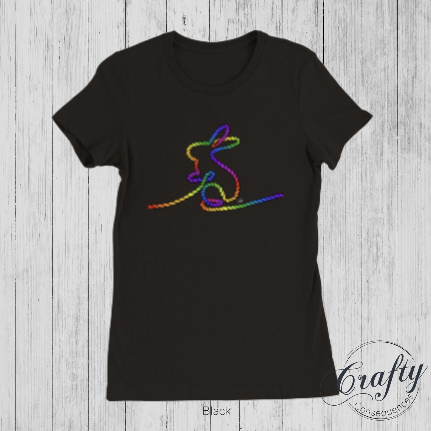 Rainbow Subtle Rope Bunny Premium Womens Crewneck T-shirt