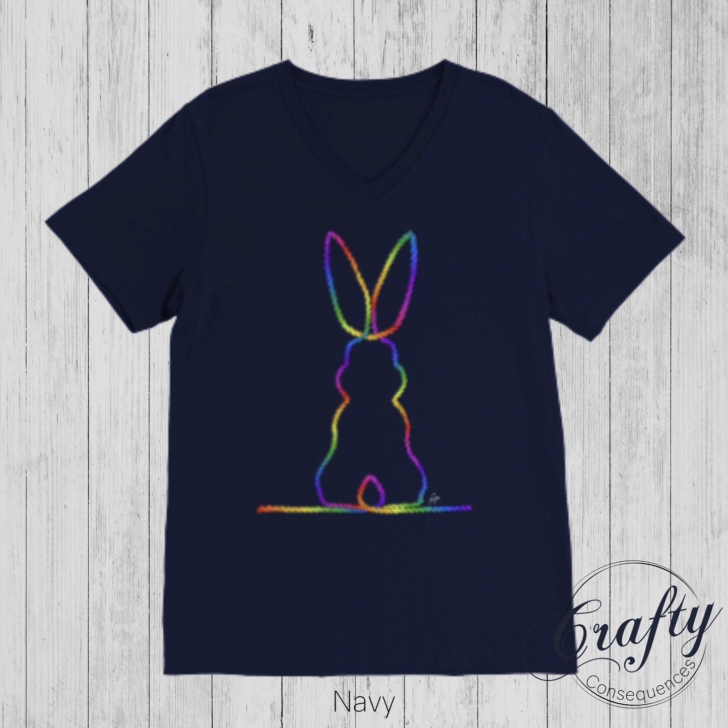 Rainbow Subtle Bunny v2 Premium Unisex V-Neck T-shirt