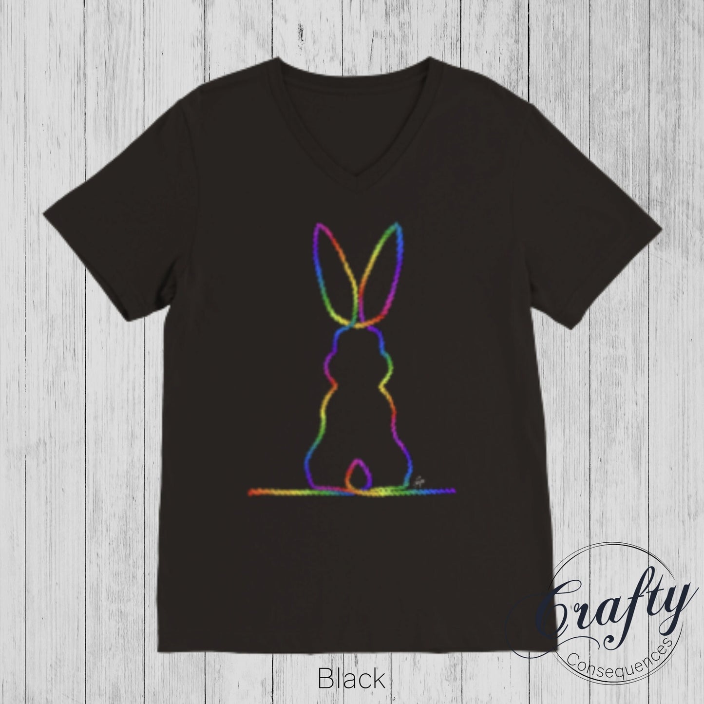 Rainbow Subtle Bunny v2 Premium Unisex V-Neck T-shirt