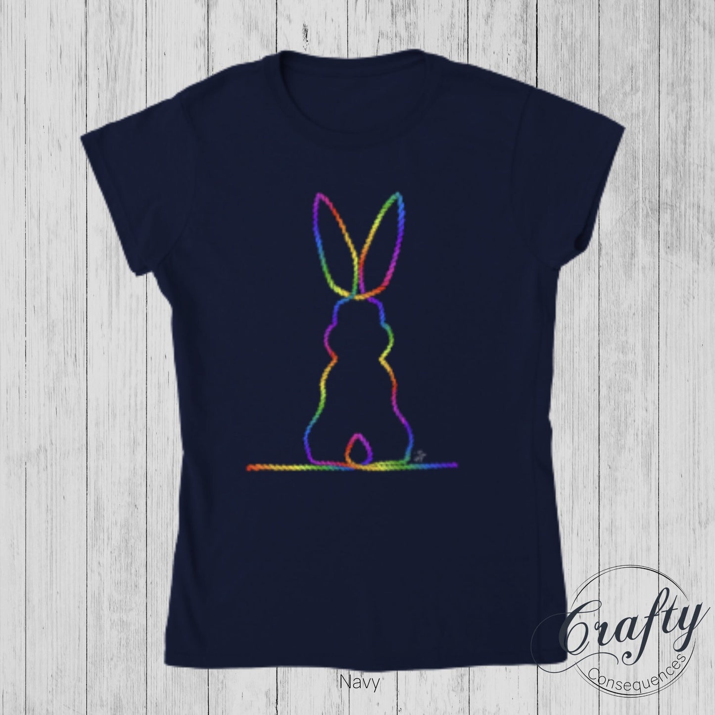 Rainbow Subtle Bunny v2 Classic Womens Crewneck T-shirt