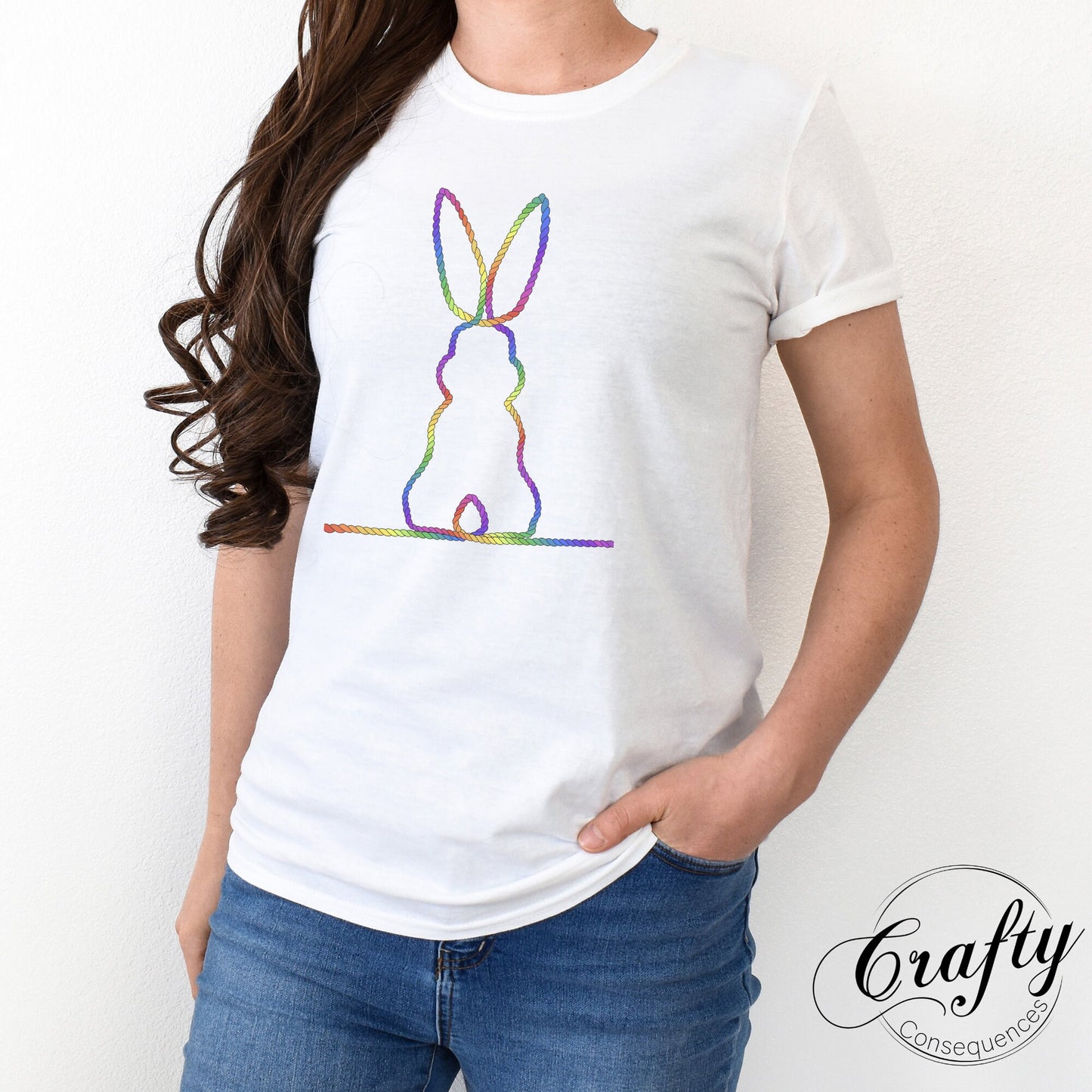 Rainbow Subtle Bunny v2 Premium Unisex Crewneck T-shirt
