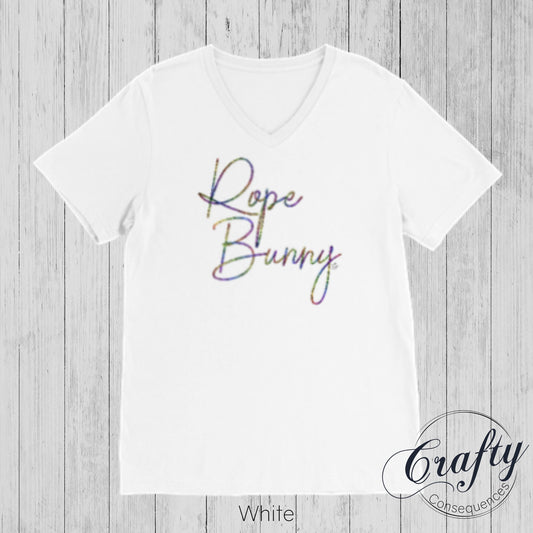Rainbow Rope Bunny Premium Unisex V-Neck T-shirt