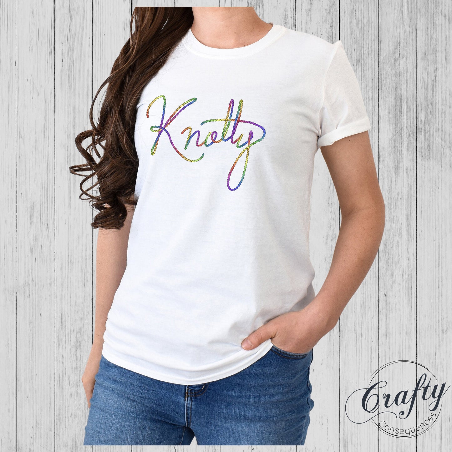 Rainbow Knotty Rope Classic Womens Crewneck T-shirt