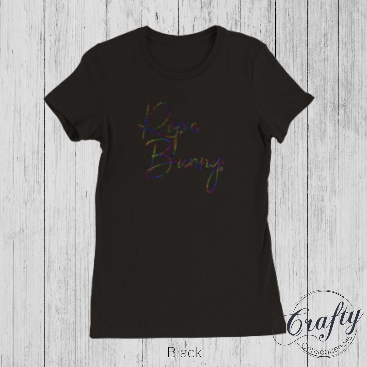 Rainbow Rope Bunny Premium Womens Crewneck T-shirt
