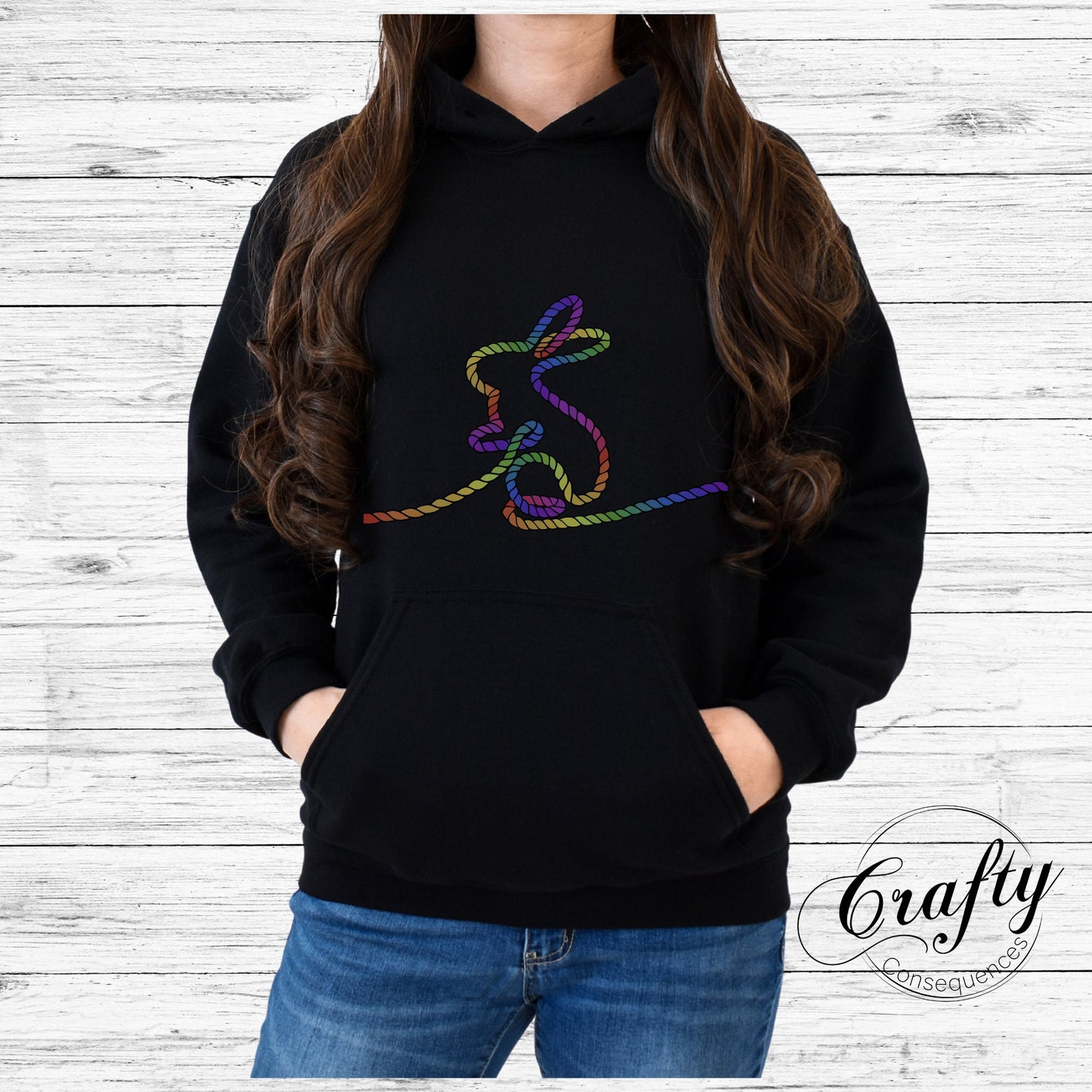 Rainbow Subtle Rope Bunny Classic Unisex Pullover Hoodie