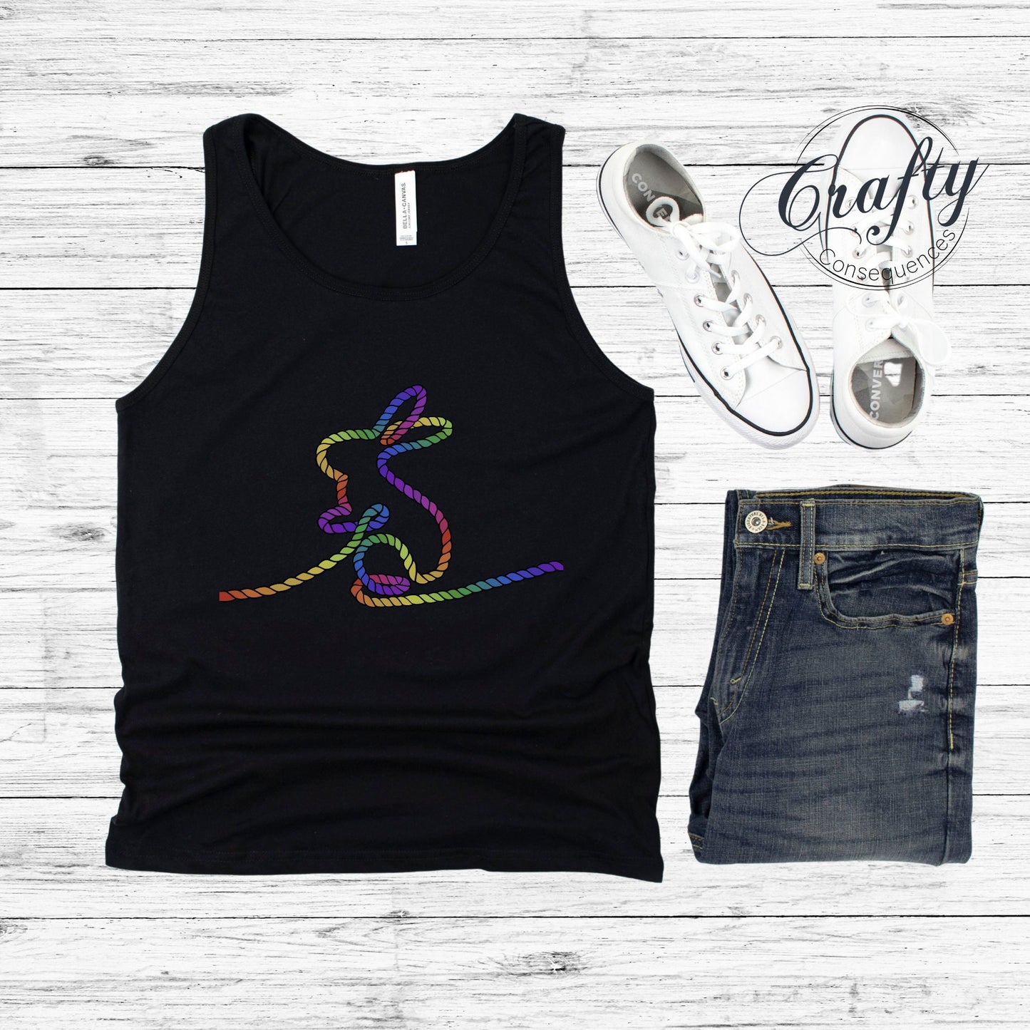 Rainbow Subtle Rope Bunny Premium Unisex Tank Top