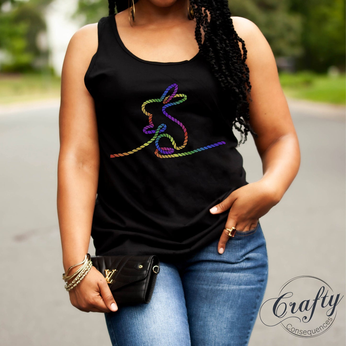 Rainbow Subtle Rope Bunny Premium Unisex Tank Top